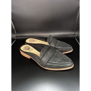 Vince Camuto Kirstie Black Suede Loafer Mules Women's Size 7M Pointed Toe Shoes